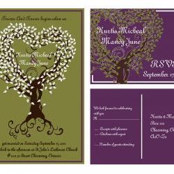 Budget Custom Wedding Invitations- and matching RSVP set ,  50 sets